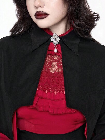 Goth Women's Gothic Black Bat Wing Asymmetrical Hem Shawl