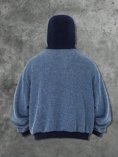 Street Life Men's Hooded Sweatshirt, Daily Casual American Style Striped Textured Hoodie, Fall