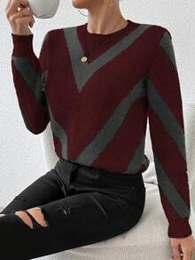 EMERY ROSE 2025秋冬新品几何条纹套头衫 - 彩色 - 查看 4