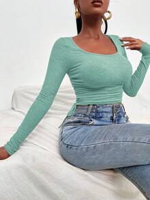 RueChic Sznurek po boku Dekolt w Szpic Trójnik