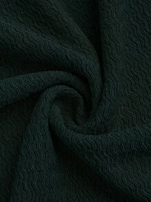 SHEIN Elenzya 加大码女式纯色针织罗纹不对称肩部喇叭袖荷叶边修身长款优雅派对连衣裙 - 墨綠色 - 查看 6