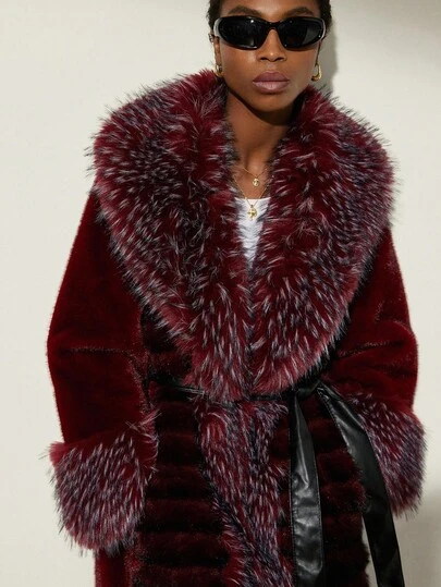 Aveloria Modichic 2025 European Style Faux Fur Coat, Slim Fit Waist Design Jacket, Autumn/Winter New Arrival