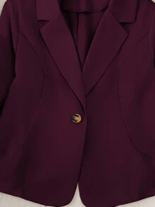 SHEIN Clasi 大码女式优雅时尚西装外套 - 酒紅色 - 查看 4