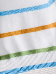 SHEIN 可爱条纹长袖毛衣，百搭，适合男婴和女婴，秋冬 - 彩色 - 查看 4