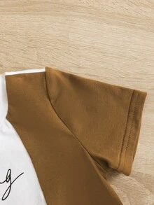 Baby Boy Letter Graphic Colorblock Tee & Shorts - Green - View 5