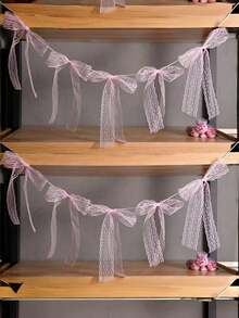 1pc 12 Bows Elegant Garland Pink White Black Purple Bow Decor For Princess Theme Party Birthday Wedding Valentine Day Decoration For Shelves Walls Background Room Decor Party Favors - Multicolor - View 3