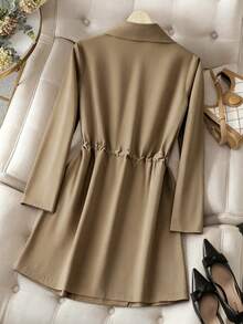 Franclia 女士时尚优雅休闲办公室风衣，腰部抽绳，中长款，春秋季新年服装