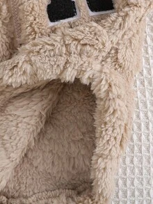 SHEIN Playful Pals 2pcs Baby Girls Stand Collar Zip-Up Long Sleeve Heart Fleece Sweatshirt Top And Elastic Waist Embroidered Letter Fleece Pants Set, Warm And Comfortable Casual Outfit For Autumn/Winter