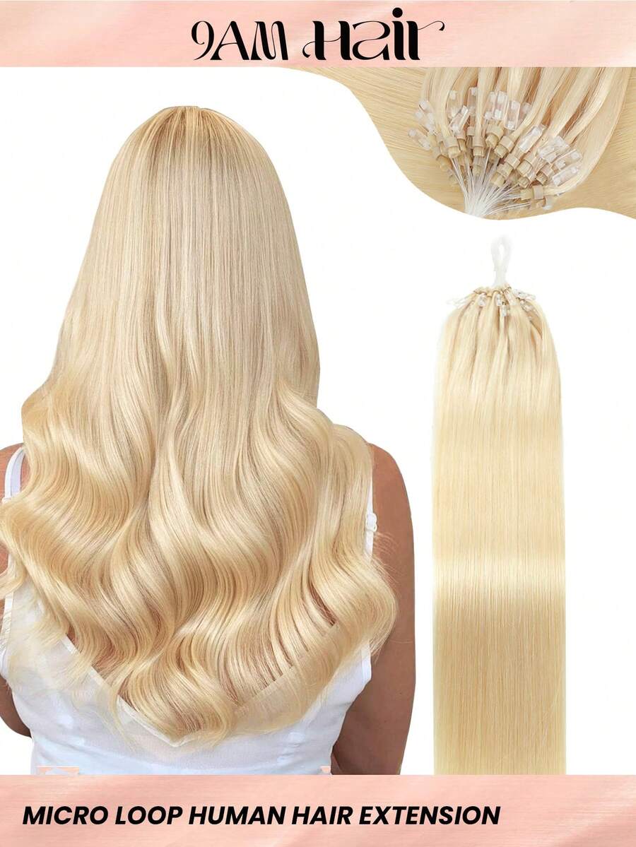 50 股微环接发真人发 613 金色微珠接发超顺滑超柔软丝滑直发微环真人发接发女士 - S613 - 查看 1