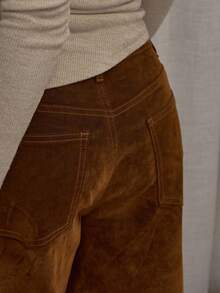 MUSERA 宽松桶形水洗牛仔裤，街头风，可爱优雅休闲性感，适合秋季、春夏等各种场合。 - 棕色 - 查看 6