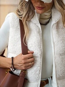 Solivie Women's Casual Solid Color Vest Jacket, Autumn/Winter