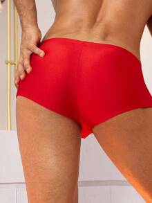 WENEZON Men's Crotch Zipper Fly Red Briefs With U-Pouch, Sexy Lingerie Men Zipper Underwear Men Boxer Briefs Men Red Underwear Low Rise Underwear - Red - View 2