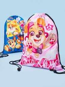 SHEIN | PAW Patrol 1pc Cartoon Pattern Drawstring Backpack, Adjustable Shoulder Strap, Gym Bag, Canvas Backpack, Casual Bag, Travel Bag, Sports Beach Bag, Unisex, Skye, Back To School , Pink