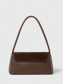 SHEIN BAE 复古小众法棍包新款时尚法式腋下包单肩包通勤包 - 咖啡棕 - 查看 3