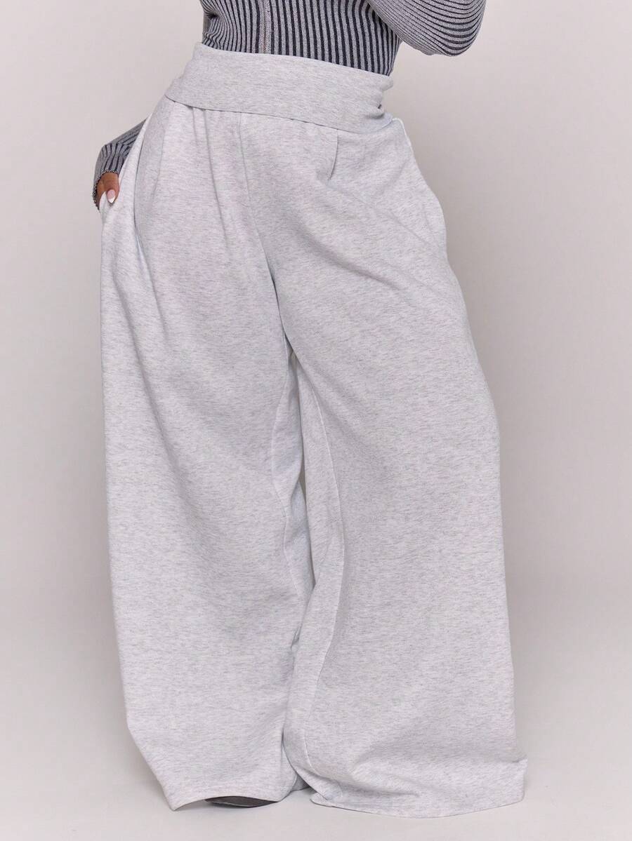 MUSERA Bộ đồ thể thao ống rộng cạp chun dày dặn, kiểu dáng thường ngày thoải mái, phong cách đường phố cá tính, thích hợp cho mùa hè. - Màu Xám nhạt - Xem 1