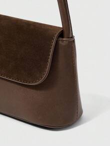 SHEIN BAE 复古小众法棍包新款时尚法式腋下包单肩包通勤包 - 咖啡棕 - 查看 4