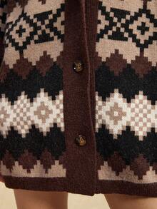 Easelle Vintage Women's Bohemian Style Geometric Pattern Long Sleeve Casual Knit Cardigan, Christmas Sweater Autumn/Winter New Year