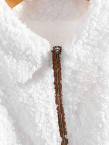 GlowEve Standard Size Women's Autumn/Winter Fuzzy Ribbed Patchwork Jacket, Christmas