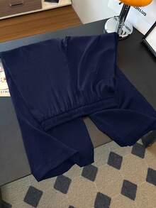 GlowEve Women's Textured Satin Drape Comfortable Elegant Casual Vacation Wide Leg Pants, Spring/Summer - Royal Blue - View 2