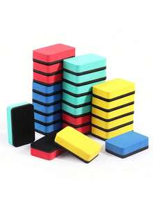 4pcs Magnetic Dry Erase Whiteboard Eraser,Eva Material,Rectangle Shape,For Children,Felt Blackboard Eraser Back To School