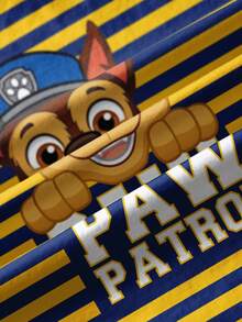 SHEIN | PAW Patrol 小男孩休闲时尚街头卡通字母条纹印花短袖T恤，夏季 - 白色 - 查看 3