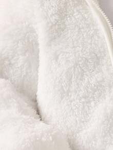SHEIN Chaqueta con capucha suave y cómoda de forro polar reversible y holgada, versátil y apropiada para otoño/invierno para bebé niño/niña - Blanco - Ver 3