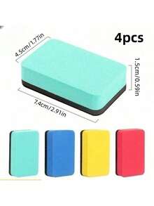 4pcs Magnetic Dry Erase Whiteboard Eraser,Eva Material,Rectangle Shape,For Children,Felt Blackboard Eraser Back To School