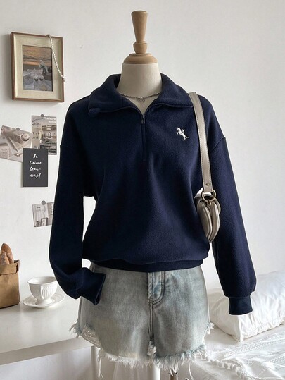 Tween Girl Casual Thermal-Lined Half-Zip Hoodie, Autumn/Winter Fall