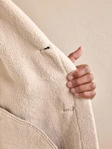 AKNOTIC 男士时尚长袖仿皮草外套，秋冬季、圣诞节、新年魅力之选 - 棕色 - 查看 6