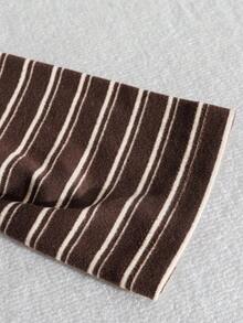 Franclia Elegant Turtleneck Striped Knit Dress, Fashionable For Autumn/Winter - Coffee - View 6