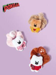 2PCS Cute Plush Hairpin Set - A Lovely Animal-Themed Hairband For Women, Featuring Soft Flannel Accessories. It's An Excellent Choice For Valentine's Day/Christmas Gifts For Girls, And Also A Fashionable Hairpin For Daily Use And Parties. - Multicolor - View 2
