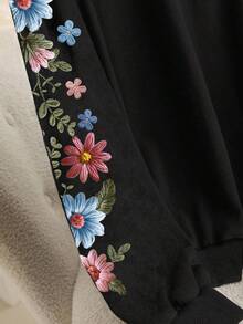 CosyJoli 加大码休闲长袖刺绣雪花水洗宽松圆领套头衫运动衫，女士秋装冬季 - 彩色 - 查看 3