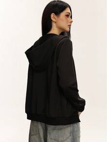 Rina Fox Women's Autumn Rhinestone Embellished Zip-Up Sweatshirt - Black - View 2