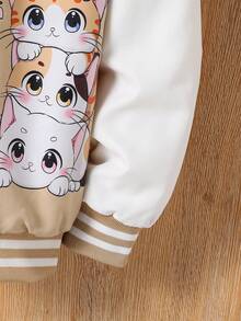 Sparklyn 青少年女孩拼色猫咪印花羊毛连帽夹克 - 彩色 - 查看 7