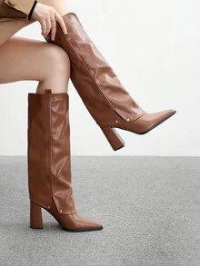 CUCCOO BIZCHIC 女士时尚及膝粗跟靴 - 棕色 - 查看 1