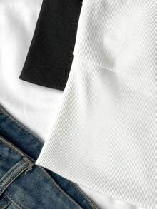 SHEIN 两件装少女基础款纯棉吊带背心，休闲冬季款 - 黑與白 - 查看 5