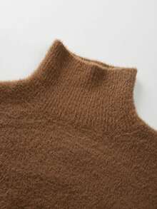 Franclia 新款优雅优质毛绒针织套头衫，女式，秋冬 - 棕色 - 查看 3