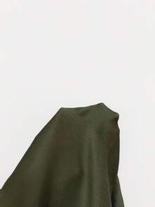 INAWLY 女式秋季简约纯色前系带喇叭袖衬衫 - 軍綠色 - 查看 5