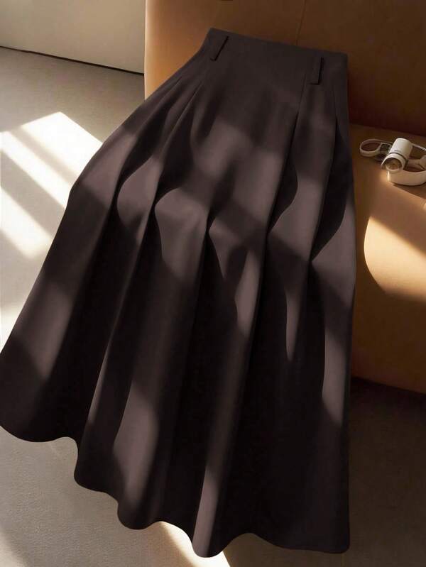 Regalyn Jupe évasée taille haute grande taille, élégante pour le trajet domicile-travail