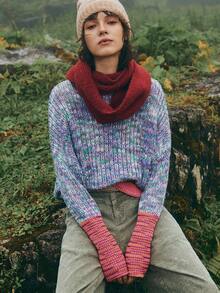 Bohemela Women's Casual Colorblock Patchwork Sweater, Suitable For Music Festivals And Halloween, Autumn/Winter - Multicolor - View 6