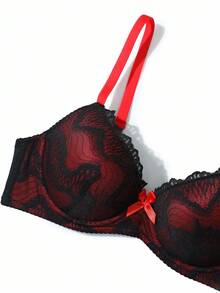 SHEIN 1 Peça Sutiã Sem Arame Sexy de Renda Transparente Simples com Sustentação e Elevação para Busto Pequeno - Multicolorido - Visão 6