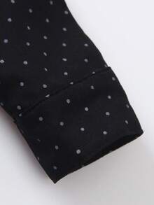 Souflis Souflis 2pcs Baby/Toddler Boys Polka Dot Long Sleeve Bow Tie Shirt With Comfortable Bib Pants Gentleman Outfit, Suitable For Casual, Formal, Party, Halloween, Christmas Occasions Baby Boy Gentleman Outfit Toddler Tuxedo Set Baby Boy Suit Set Infant Classic Bib Pants Baby Boys Holiday Wedding Dress