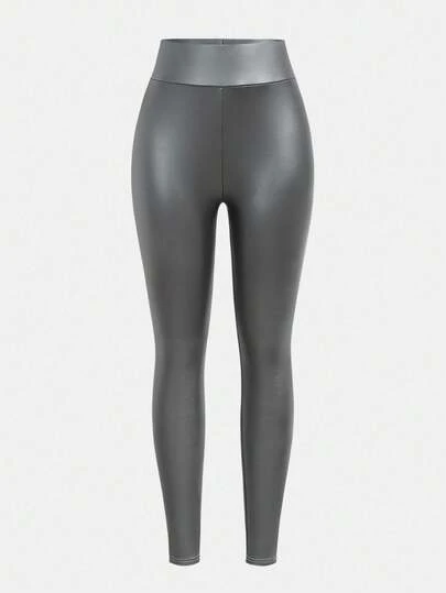 Girlism Leggings básicos lisos y casuales de PU para uso diario, adecuados para primavera, otoño e invierno, para adolescentes