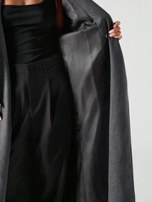 LYSMO 2025 New Arrive Minimalism Winter Women's Fashionable Shawl Coat, Autumn/Winter - Dark Grey - View 8