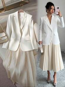 Franclia 女士时尚优雅西装外套和裙子休闲两件套