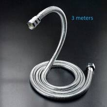 1pc Stainless Steel Shower Hose, Bathroom Rain Shower Head Hose, Water Heater Inlet Flex Tube, 1.2M/1.5M/2M/3 Meters Length High Density Hose