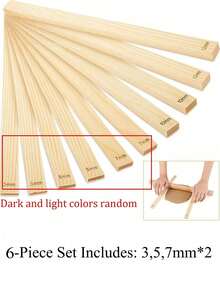 Dụng cụ và vật tư làm gốm - Bộ dụng cụ làm gốm sứ thủ công bằng gỗ, que cán đất sét, thanh định hình độ dày đất sét polymer, con lăn cán và dụng cụ tạo hình bằng tay, bộ dụng cụ làm gốm và điêu khắc - Con lăn đất sét bằng gỗ, thanh dẫn hướng và chốt để kiểm soát độ dày chính xác. - Nhiều màu - Xem 18