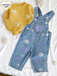 SHEIN Playful Pals 1pc Girls/Baby Girls Cute Fashion Blue Heart Denim Bib Pants Baby Girl Outfit Baby Girl Pants Baby Girl Overalls Fall Winter Baby Girl Denim Overalls Baby Girl Overalls Outfits Baby Girl Clothes Overalls Kawaii Jeans Fall Winter 90s Baby Girl Outfit Purple Outfits For Girls - Blue - View 10