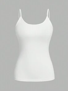 SHEIN EZwear 4pcs/Set Plus Size Women Solid Color Casual Tight-Fitting Camisole Vest Top, Versatile For Spring/Summer