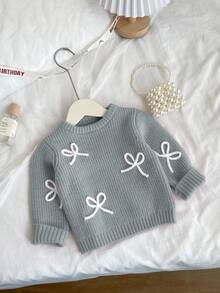 SHEIN Vintaside Kids Fashionable Versatile Cute Bow Knit Pullover Sweater For Young Girl Cute Sweaters For Kids Bow Sweater Kids Sweater With Bows Toddler Sweater Girl Knit Girl Knit Set Kids Sweaters For Girls Girl Clothes Autumn And Winter Clothes Knit Sweater Girl Sweater Girls Knitted Top Small Girls Long Sleeves Clothes Girls Knitted Top Girl Knit Sweater Toddler Girl Clothes Autumn And Winter Kids Sweaters For Girls Kawaii Clothes For Kids Spring And Autumn Suits For Young Girls Girl Autumn And Winter Clothes Girl Clothes Girl Clothes Autumn And Winter Clothes Kids Sweaters Girls Autumn Winter Sweater Autumn Winter Girl Clothes For Girls Autumn And Winter Girls Clothes Toddler Jumper - Light Grey - View 3